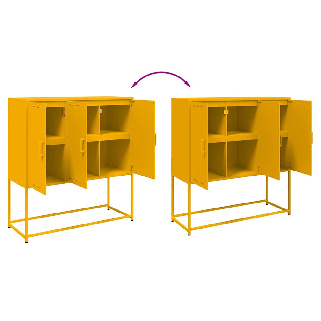 Hoge kast 100,5x39x107 cm staal mosterdgeel
