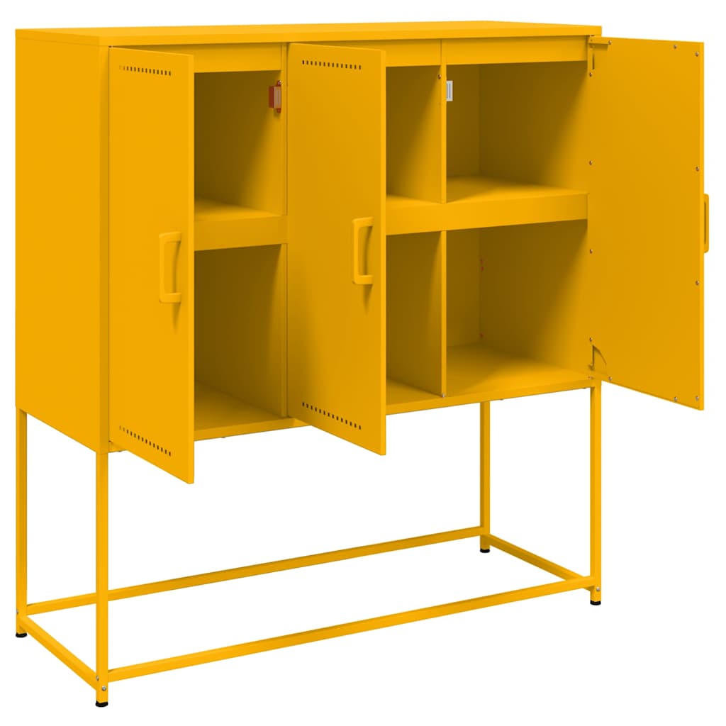 Hoge kast 100,5x39x107 cm staal mosterdgeel