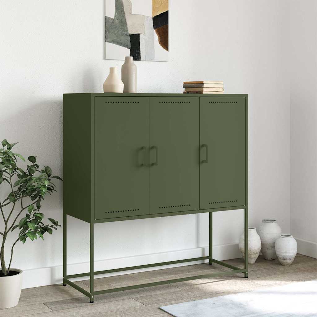 Hoge kast 100,5x39x107 cm staal olijfgroen