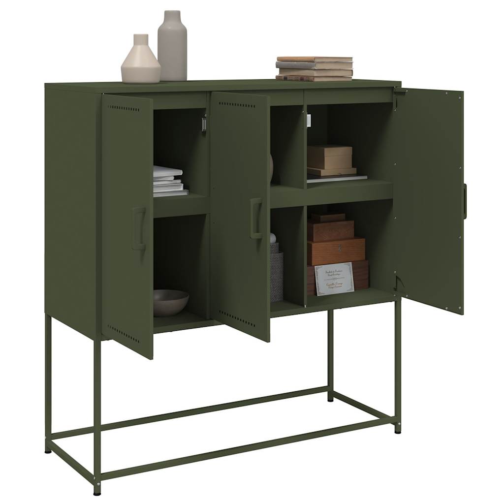 Hoge kast 100,5x39x107 cm staal olijfgroen