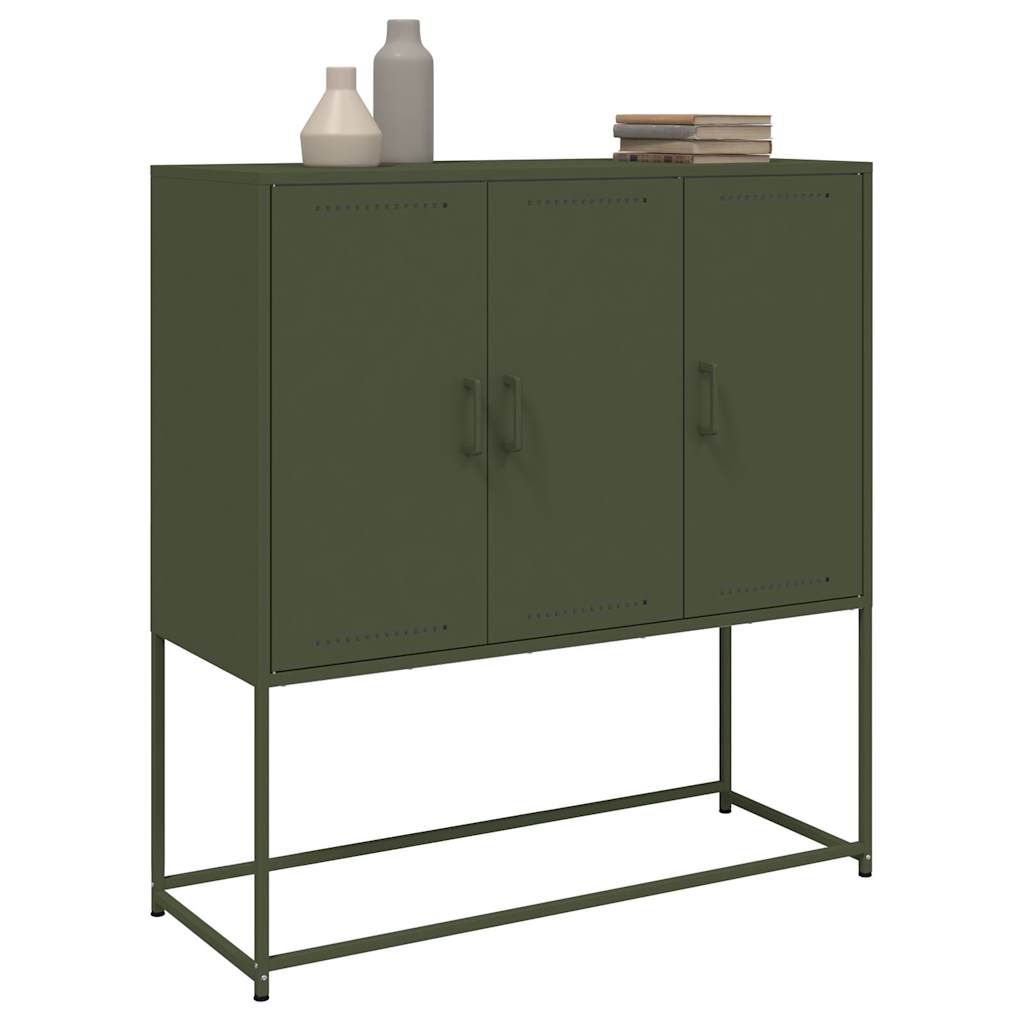 Hoge kast 100,5x39x107 cm staal olijfgroen