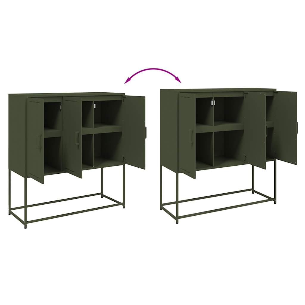 Hoge kast 100,5x39x107 cm staal olijfgroen