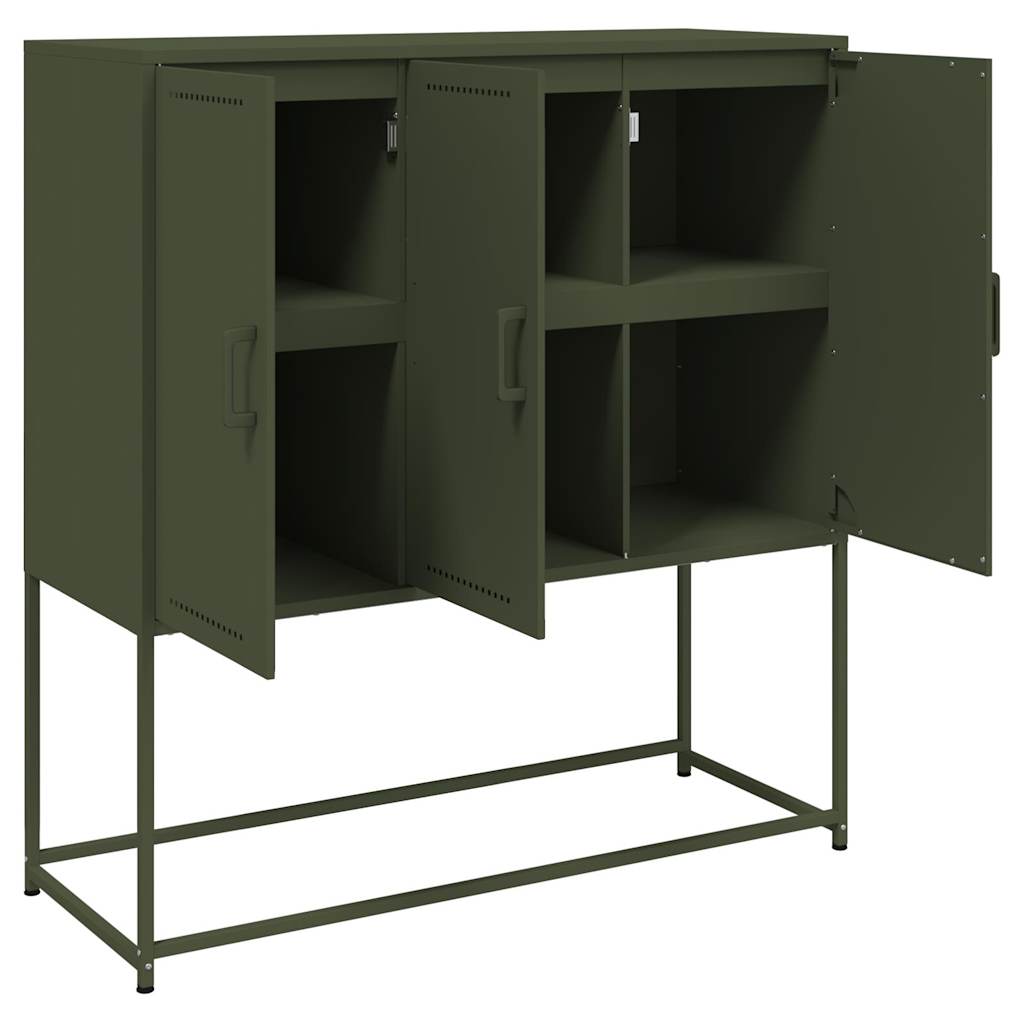 Hoge kast 100,5x39x107 cm staal olijfgroen