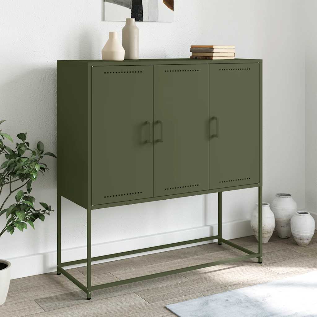 Hoge kast 100,5x39x107 cm staal olijfgroen