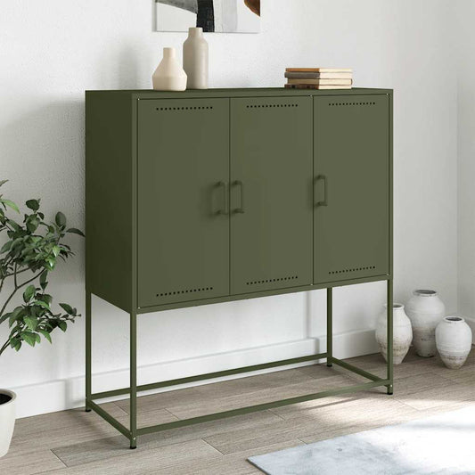Hoge kast 100,5x39x107 cm staal olijfgroen
