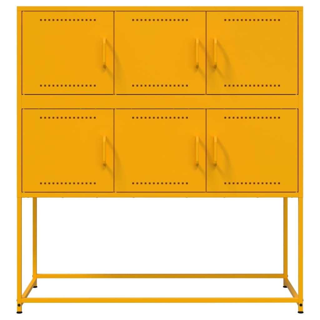 Dressoir 100,5x39x107 cm staal mosterdgeel