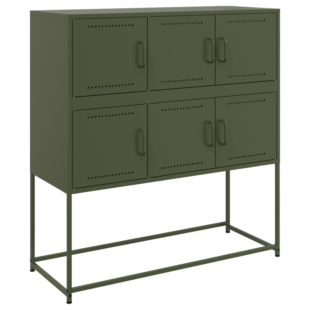 Dressoir 100,5x39x107 cm staal olijfgroen