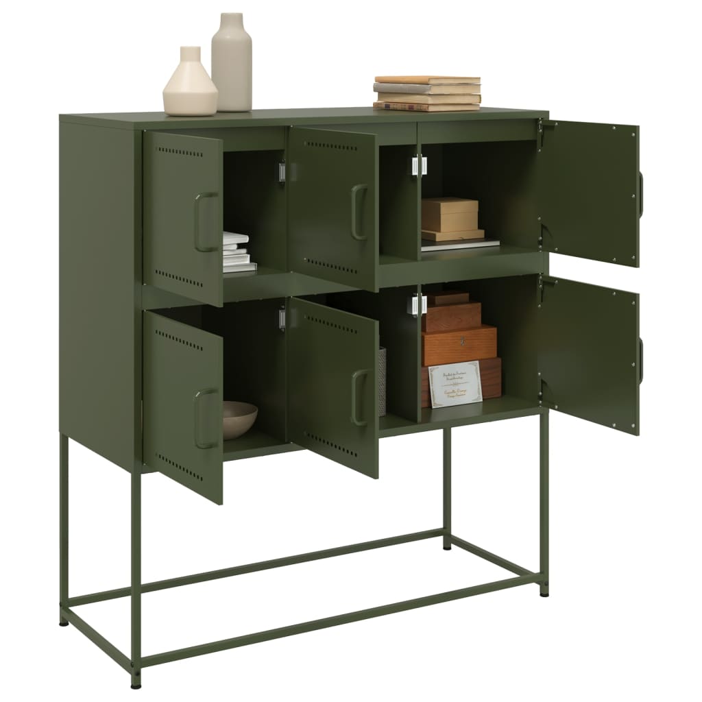 Dressoir 100,5x39x107 cm staal olijfgroen