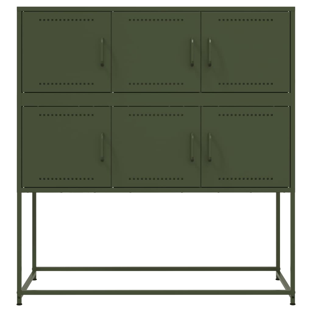 Dressoir 100,5x39x107 cm staal olijfgroen