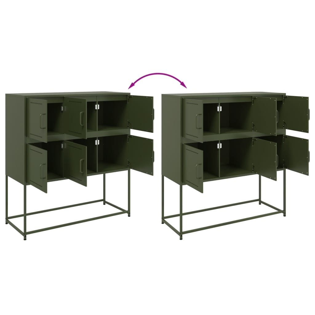 Dressoir 100,5x39x107 cm staal olijfgroen