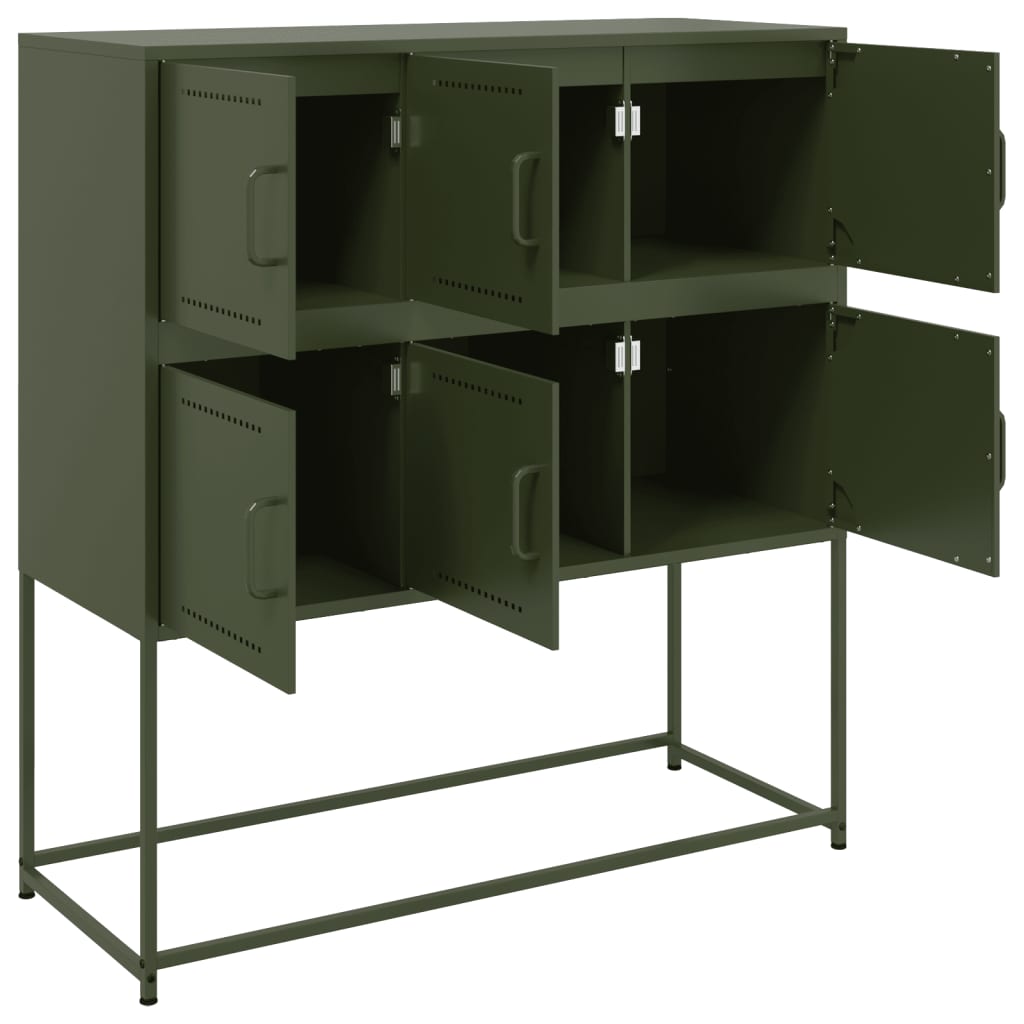 Dressoir 100,5x39x107 cm staal olijfgroen