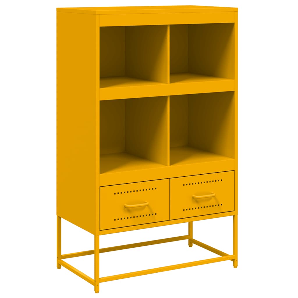 Hoge kast 68x39x111,5 cm staal mosterdgeel
