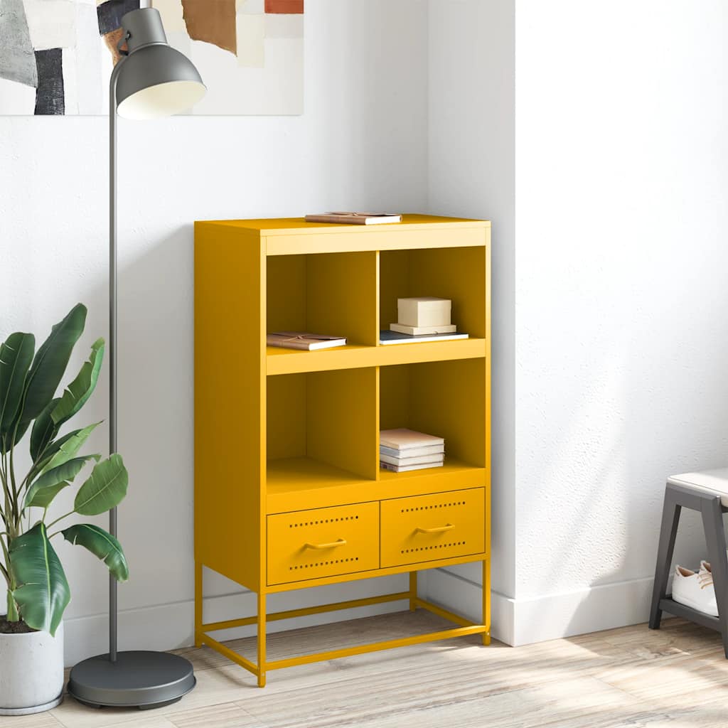 Hoge kast 68x39x111,5 cm staal mosterdgeel