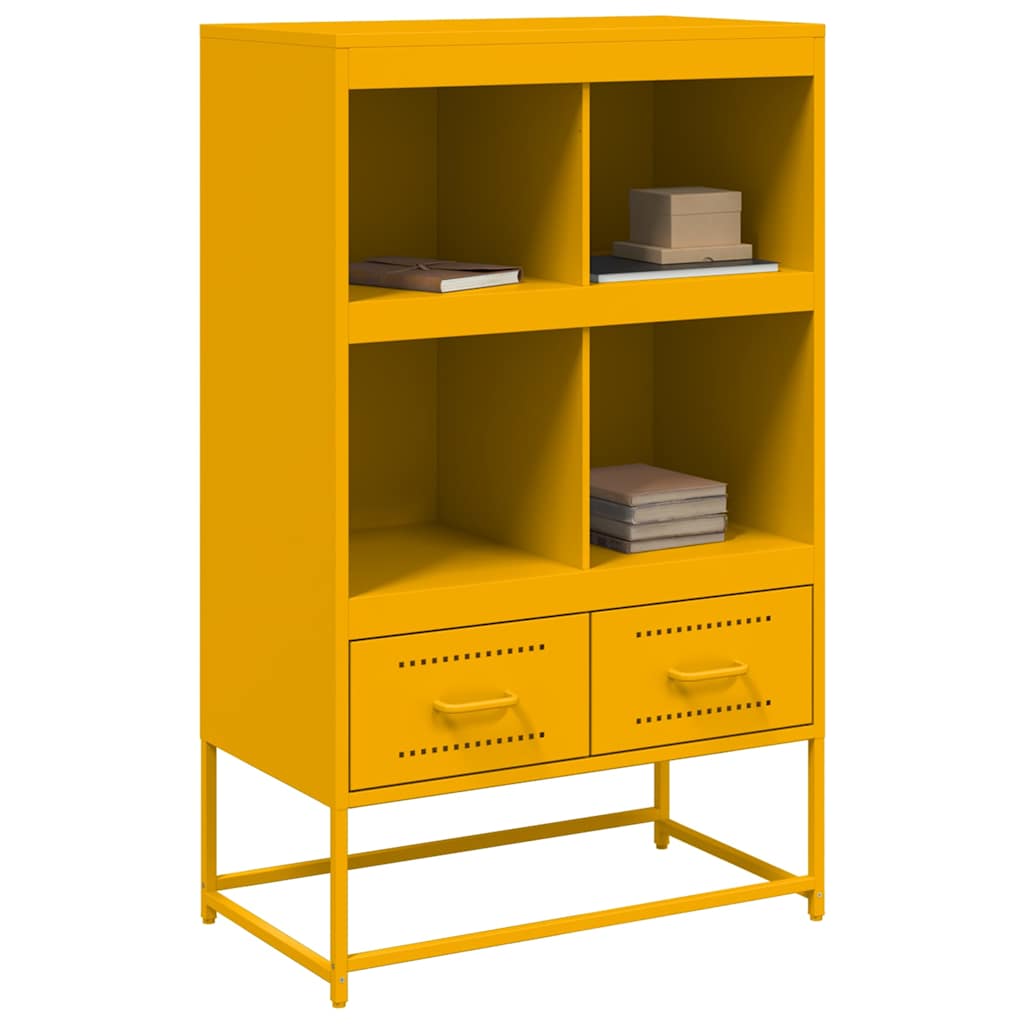 Hoge kast 68x39x111,5 cm staal mosterdgeel