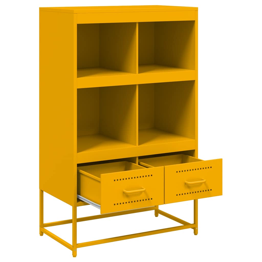 Hoge kast 68x39x111,5 cm staal mosterdgeel
