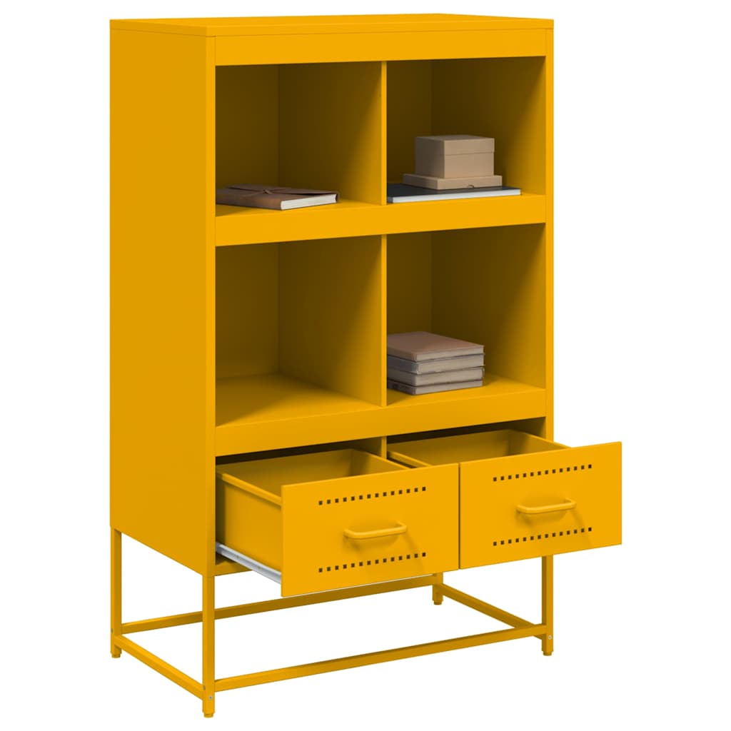 Hoge kast 68x39x111,5 cm staal mosterdgeel