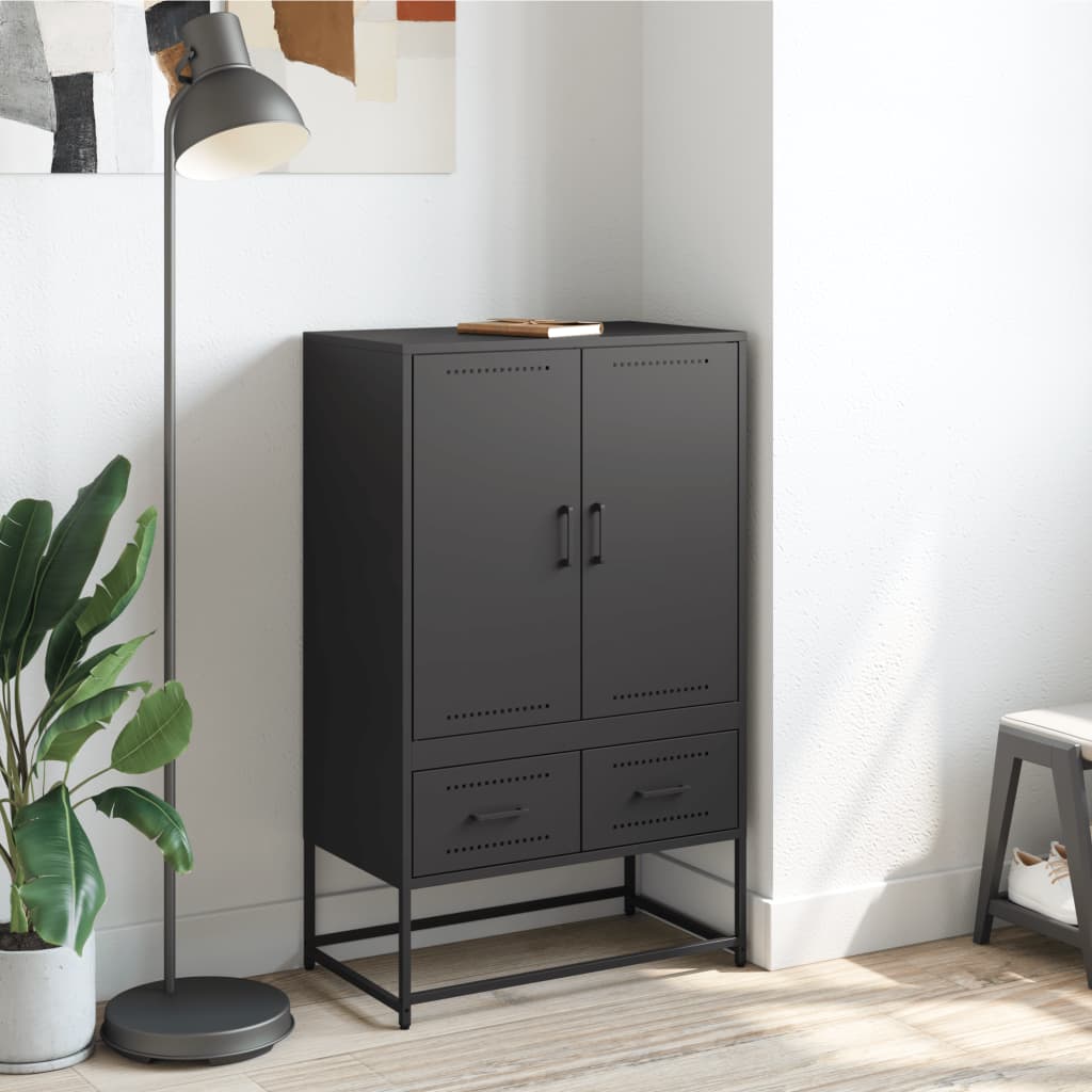 Hoge kast 68x39x111,5 cm staal zwart