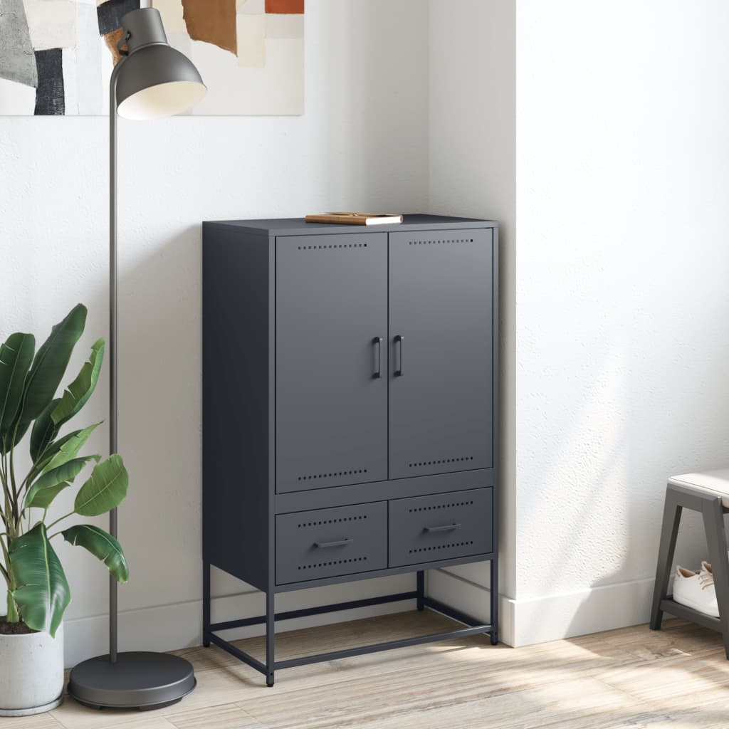 Hoge kast 68x39x111,5 cm staal antracietkleurig