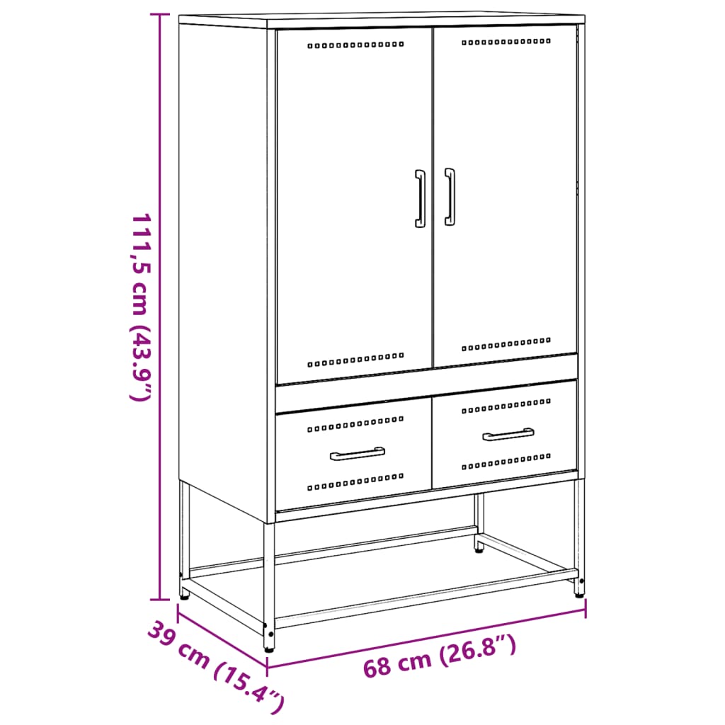 Hoge kast 68x39x111,5 cm staal antracietkleurig