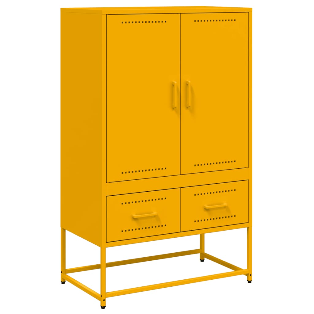 Hoge kast 68x39x111,5 cm staal mosterdgeel