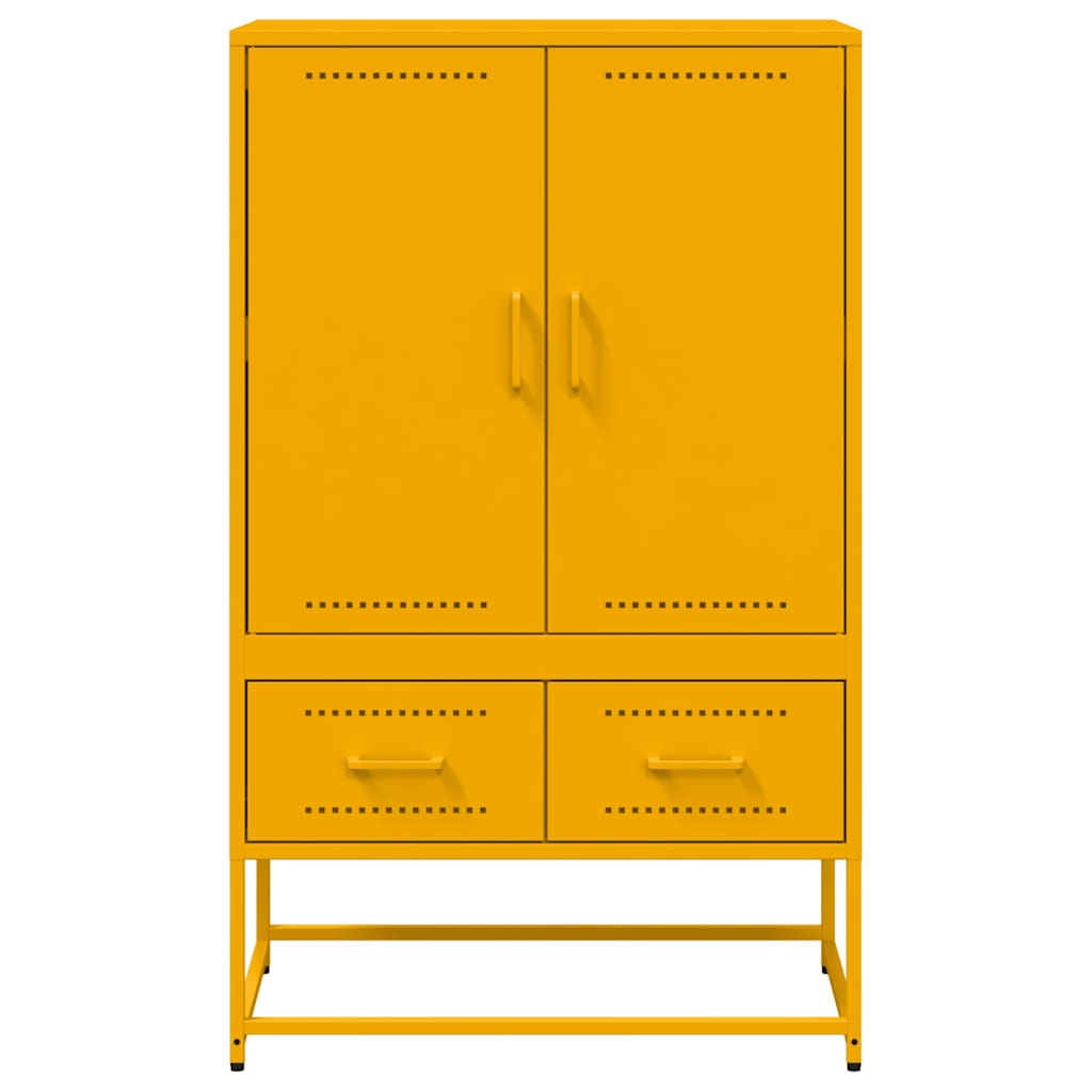 Hoge kast 68x39x111,5 cm staal mosterdgeel