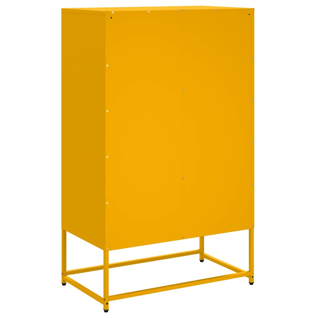 Hoge kast 68x39x111,5 cm staal mosterdgeel