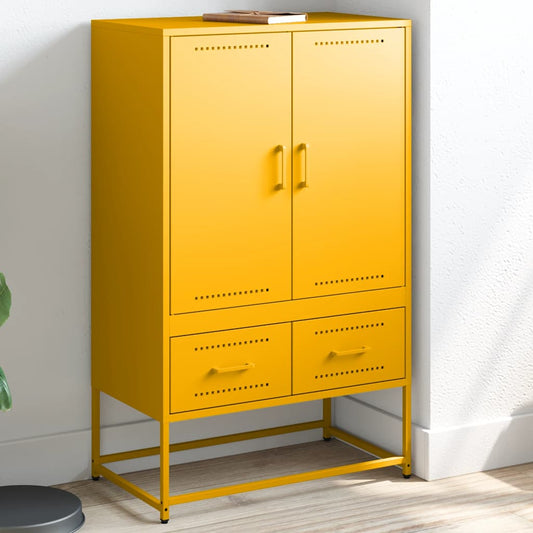 Hoge kast 68x39x111,5 cm staal mosterdgeel