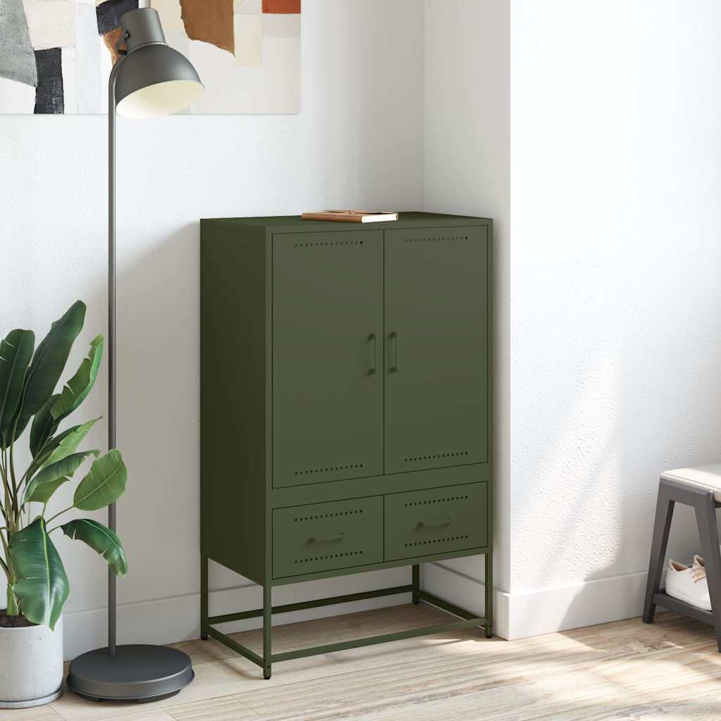 Hoge kast 68x39x111,5 cm staal olijfgroen