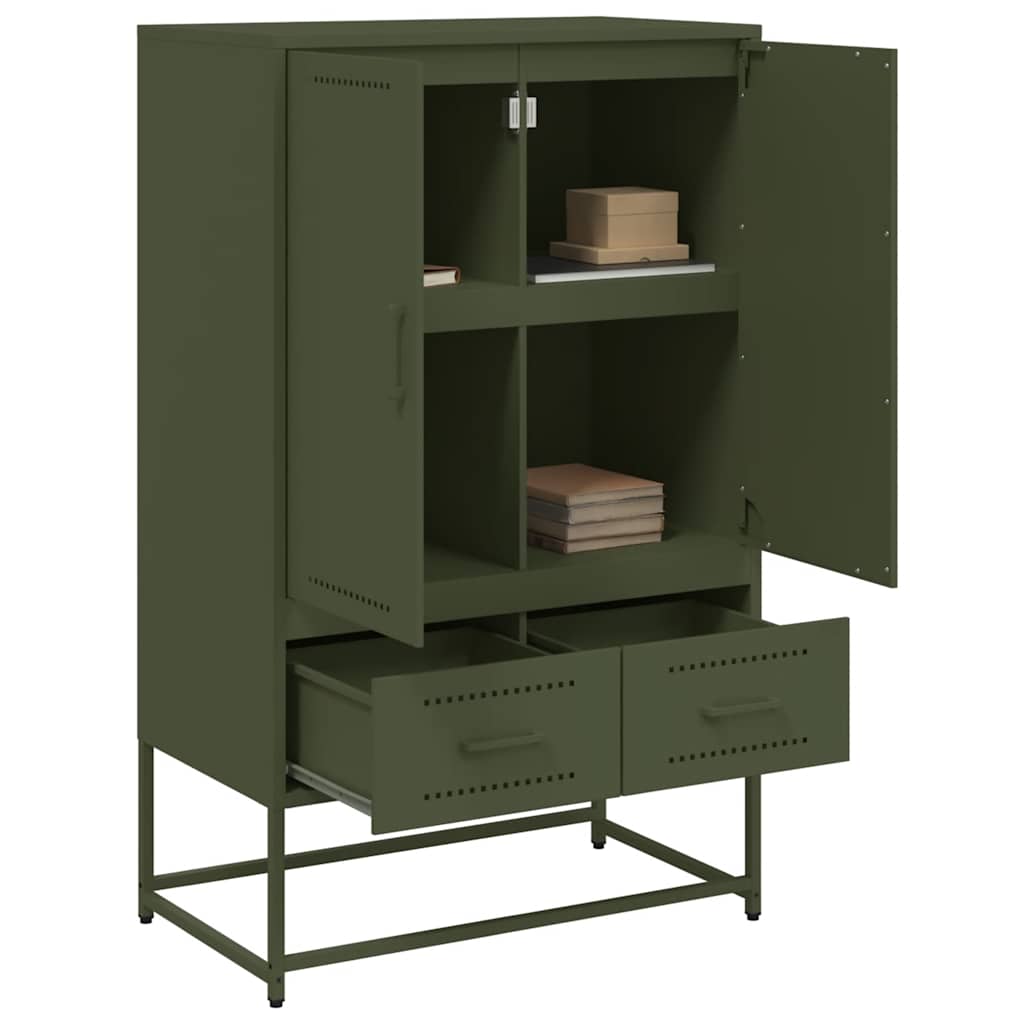 Hoge kast 68x39x111,5 cm staal olijfgroen