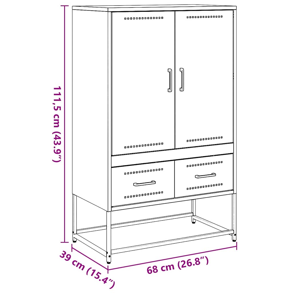 Hoge kast 68x39x111,5 cm staal wit