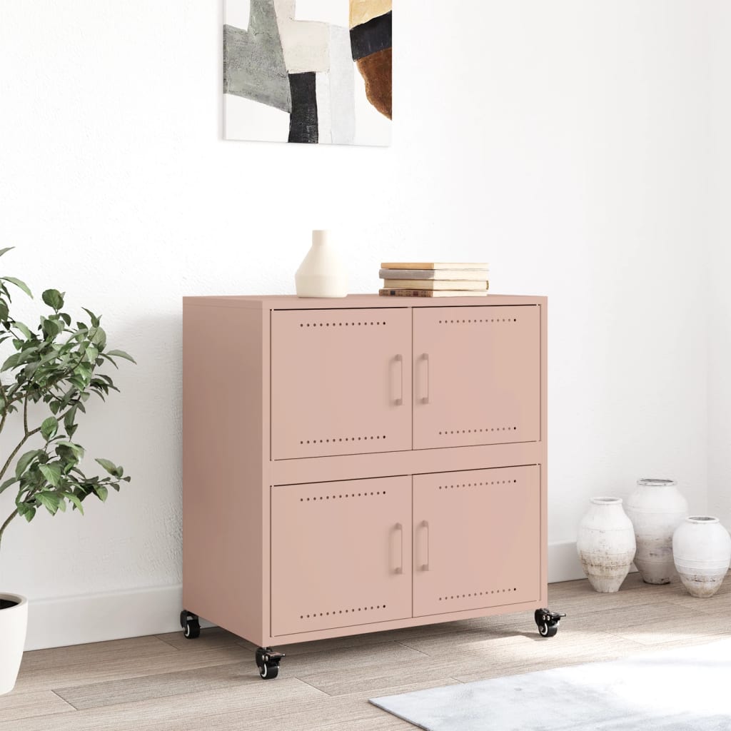 Dressoir 68x39x72 cm staal roze