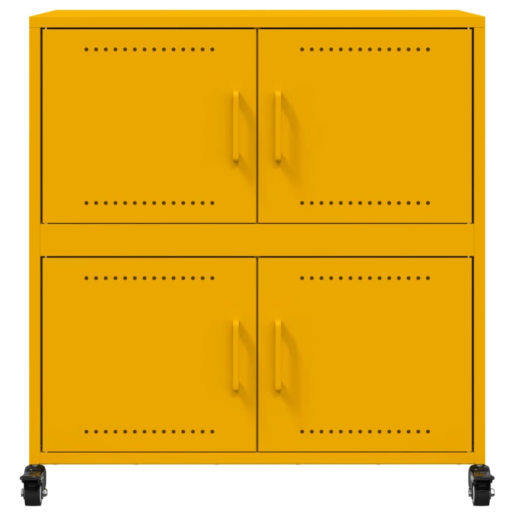 Dressoir 68x39x72 cm staal mosterdgeel