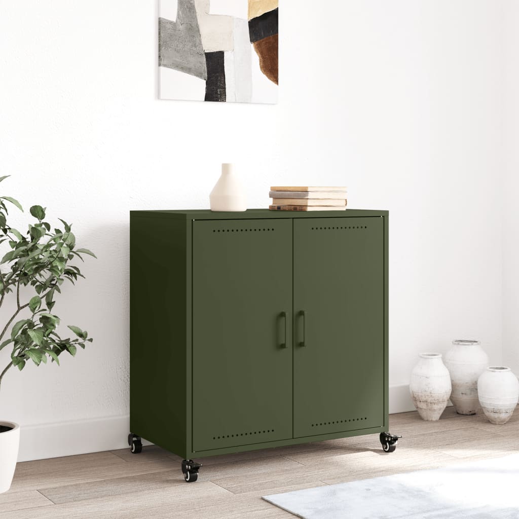 Dressoir 68,5x39x72 cm staal olijfgroen
