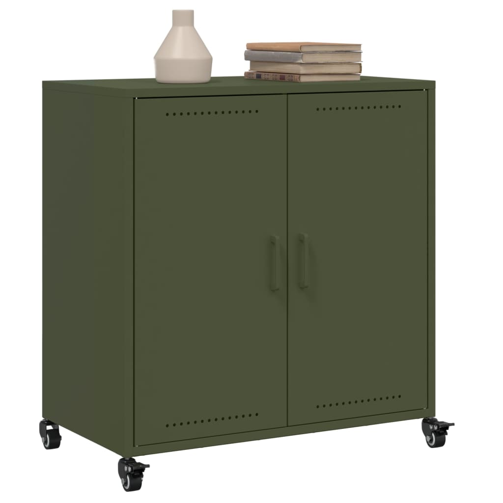 Dressoir 68,5x39x72 cm staal olijfgroen