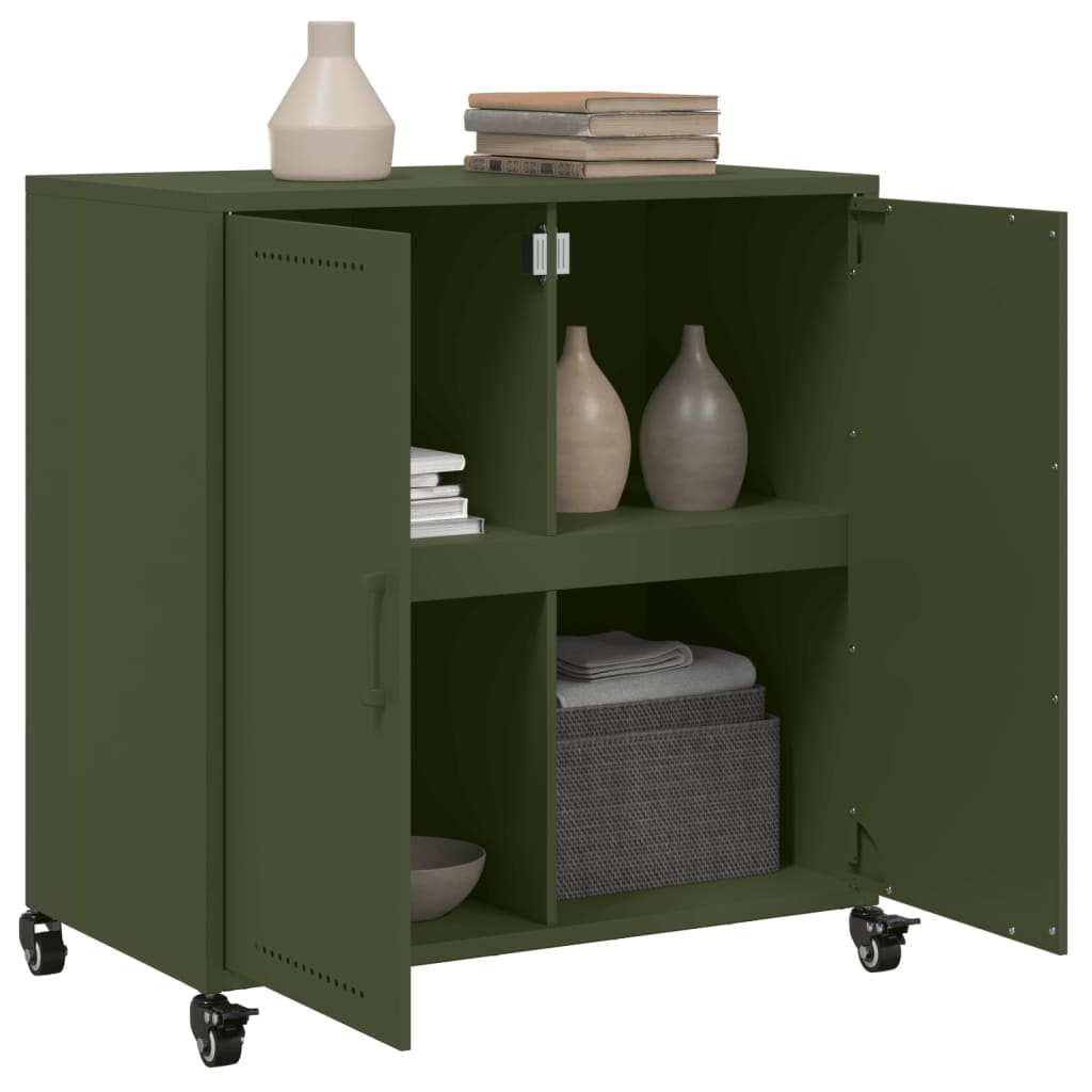 Dressoir 68,5x39x72 cm staal olijfgroen