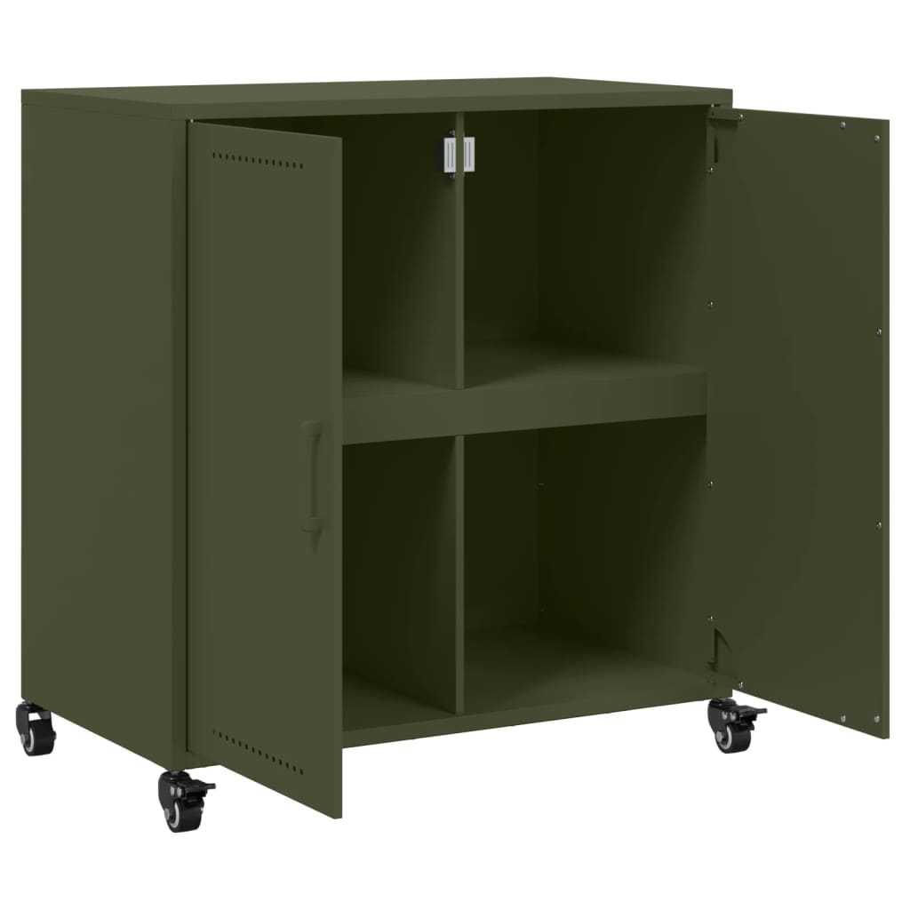 Dressoir 68,5x39x72 cm staal olijfgroen