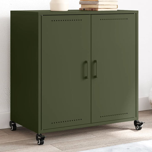 Dressoir 68,5x39x72 cm staal olijfgroen
