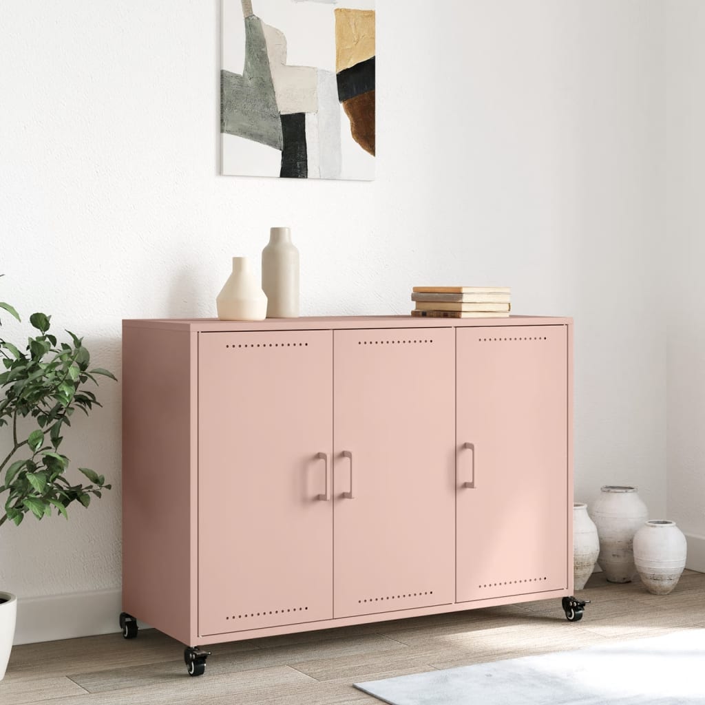 Dressoir 100,5x39x72 cm staal roze