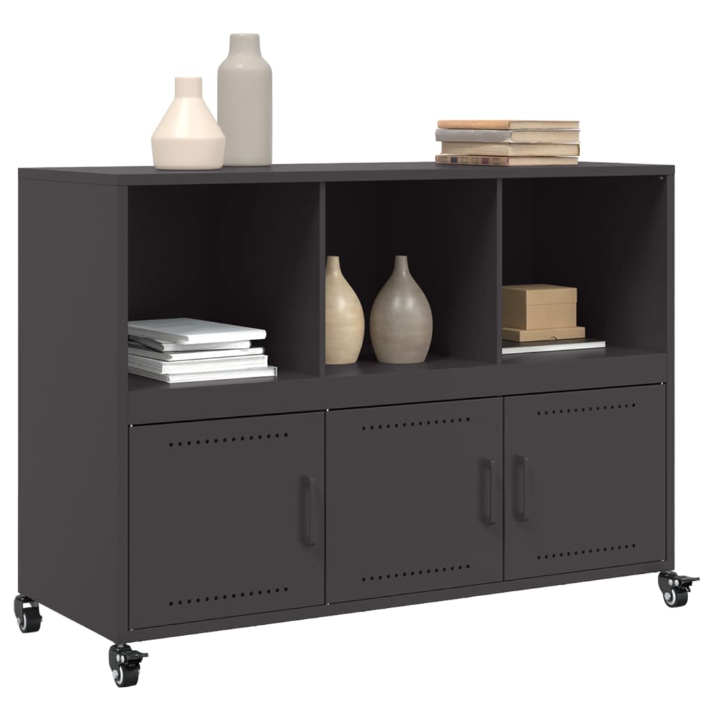 Dressoir 100,5x39x72 cm staal zwart