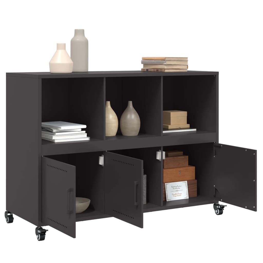 Dressoir 100,5x39x72 cm staal zwart