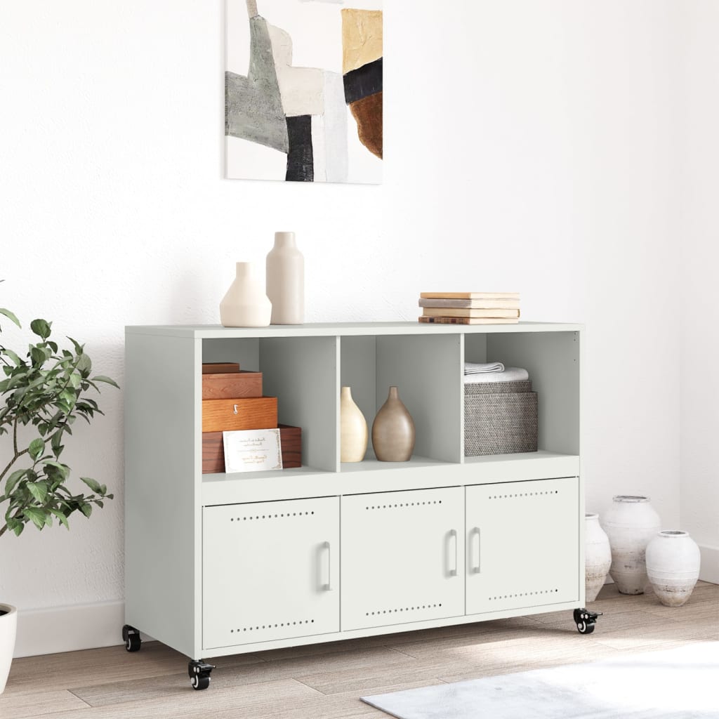 Dressoir 100,5x39x72 cm staal wit