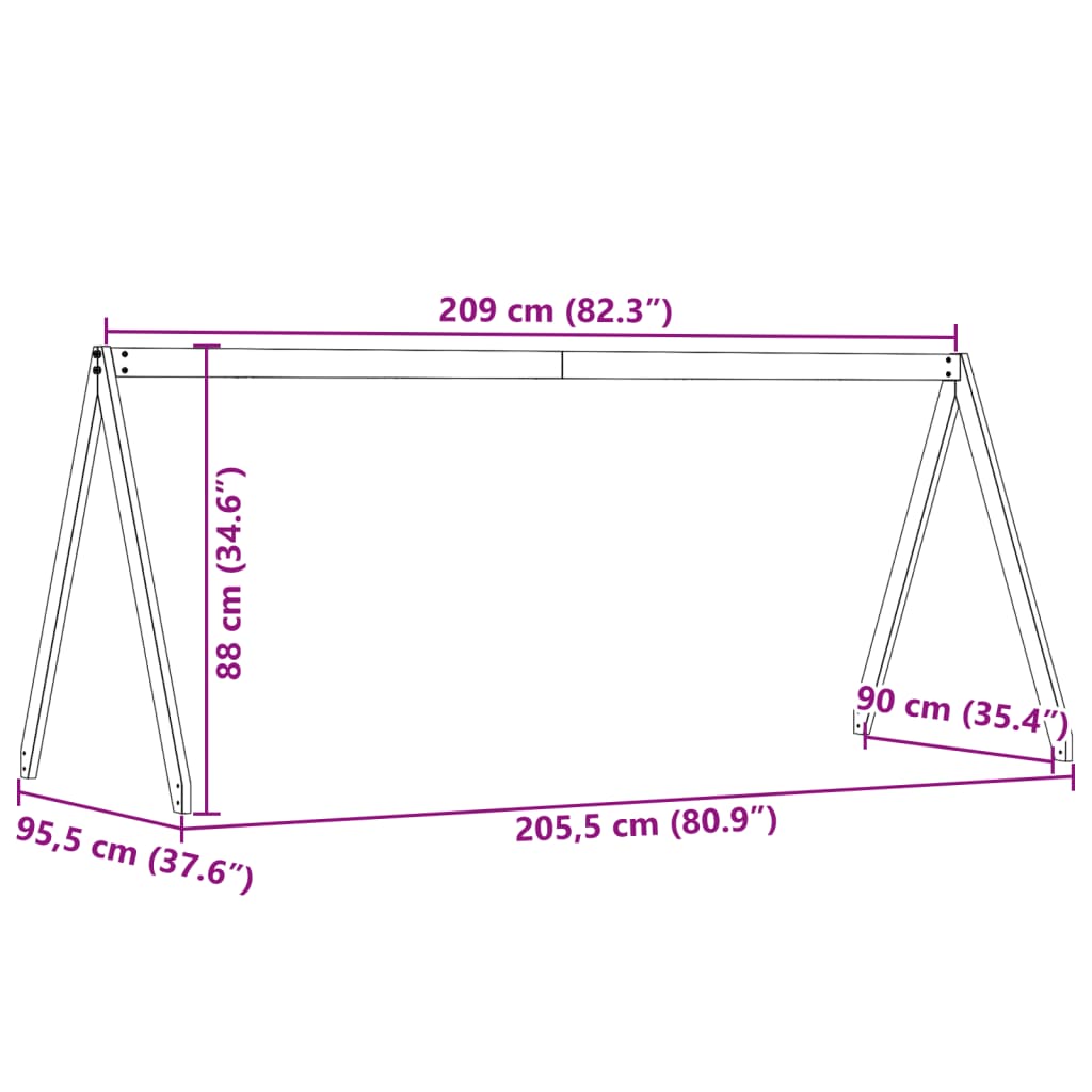 Kinderbedhuisje 209x95,5x88 cm massief grenenhout