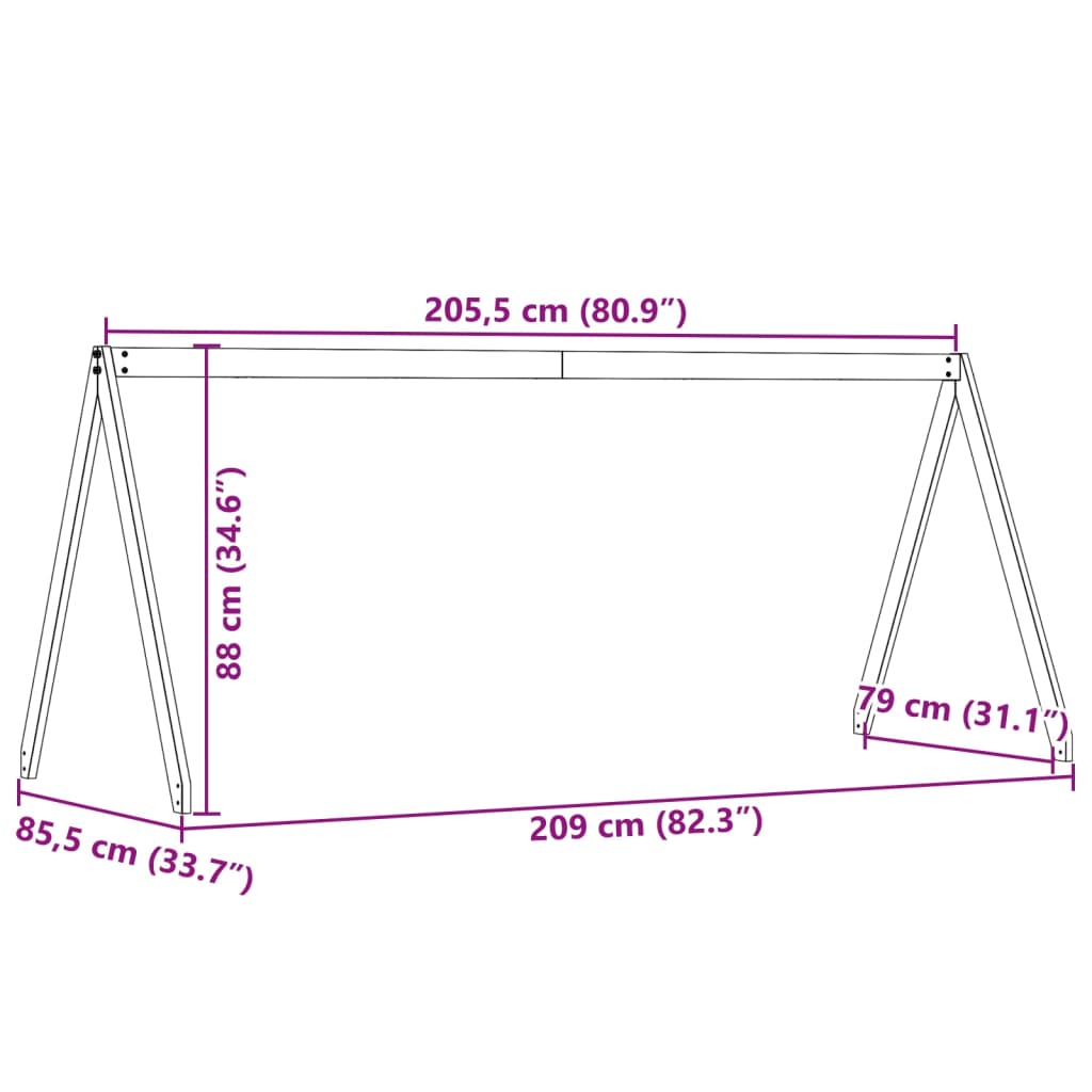Kinderbedhuisje 209x85,5x88 cm massief grenenhout wit