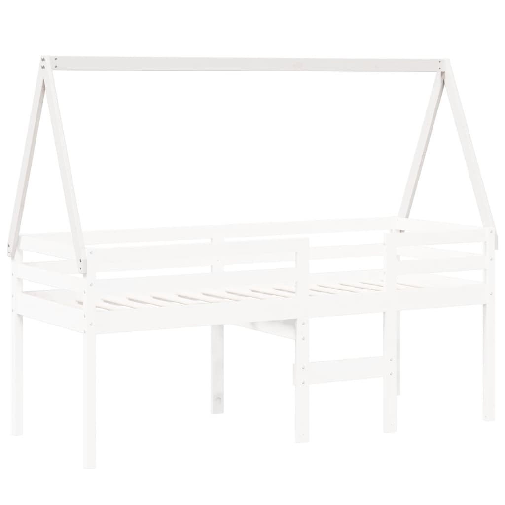 Kinderbedhuisje 199x80,5x88 cm massief grenenhout wit