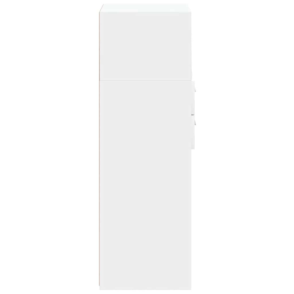 Hoge kast 30x42,5x124 cm bewerkt hout wit