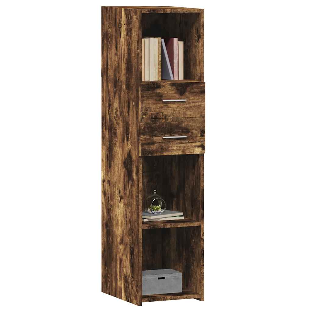 Hoge kast 30x42,5x124 cm bewerkt hout gerookt eikenkleurig