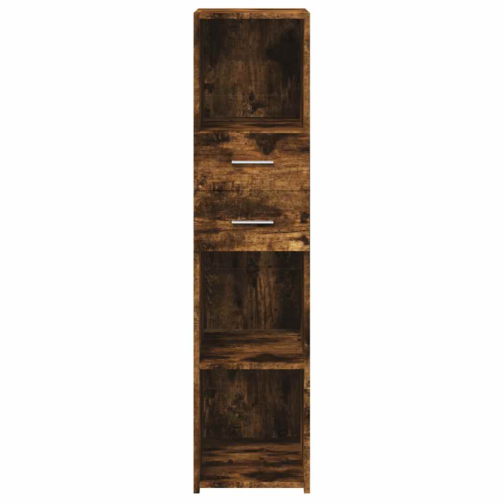 Hoge kast 30x42,5x124 cm bewerkt hout gerookt eikenkleurig