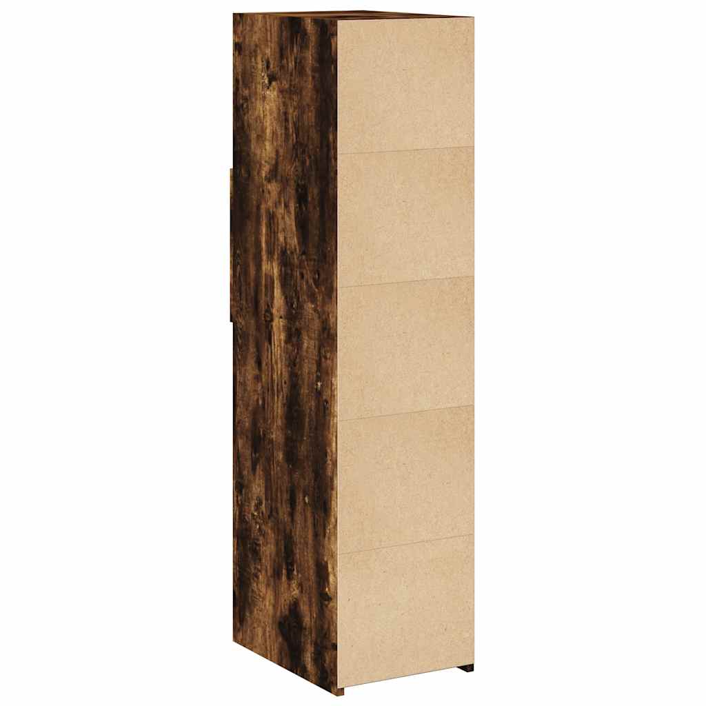 Hoge kast 30x42,5x124 cm bewerkt hout gerookt eikenkleurig
