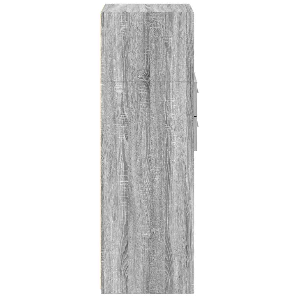Hoge kast 30x42,5x124 cm bewerkt hout grijs sonoma eikenkleur