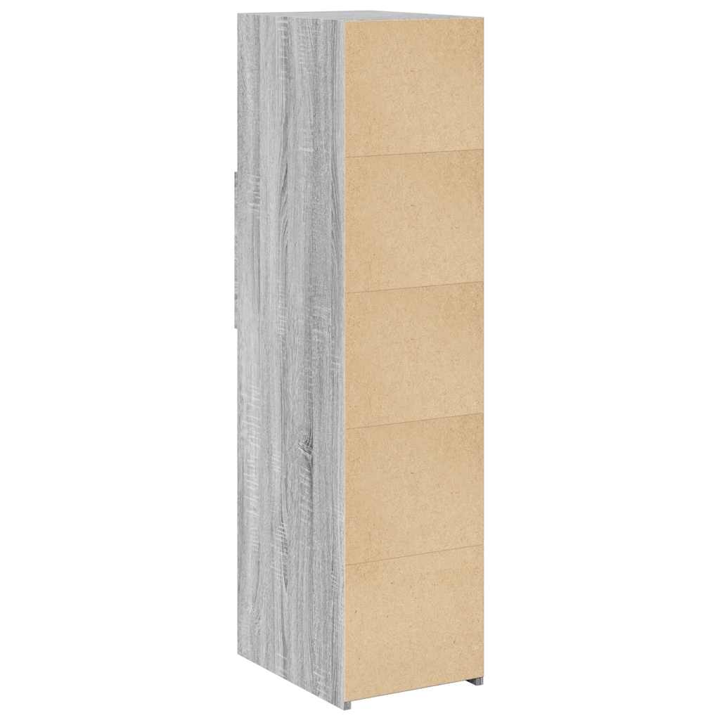 Hoge kast 30x42,5x124 cm bewerkt hout grijs sonoma eikenkleur